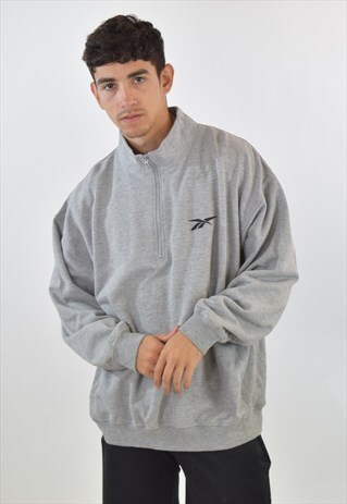 VINTAGE 90S GREY REEBOK ZIP UP SWEATSHIRT