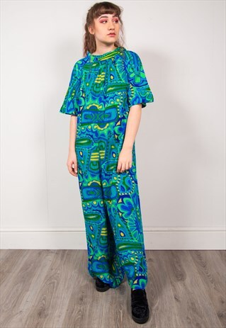 VINTAGE 70'S ABSTRACT PATTERN JUMPSUIT