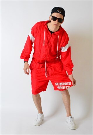 VINTAGE 80S RED SHELL FESTIVAL JUMPSUIT
