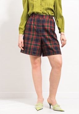 Vintage tailored shorts in plaid pattern tartan women
