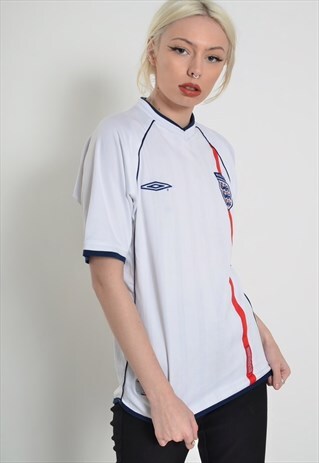 VINTAGE UMBRO ENGLAND FOOTBALL SHIRT JERSEY WHITE