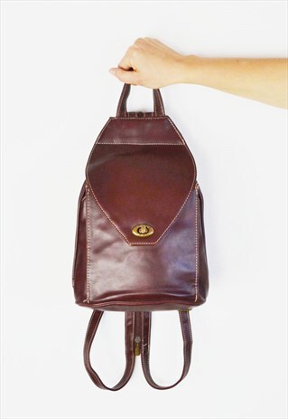 BROWN FAUX LEATHER BACKPACK BAG