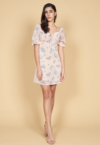 FLORENCE GATHERED MINI DRESS IN SWEET PINK
