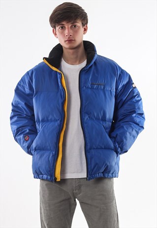 VINTAGE TOMMY HILFIGER PUFFER PADDED WINTER COAT 90S BLUE