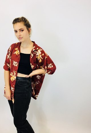 VINTAGE 80S/90S OVERSIZED PATTERNED SILK SHIRT