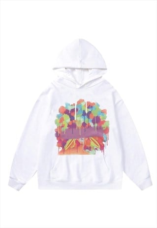 Abstract hoodie pop art pullover forest print premium jumper