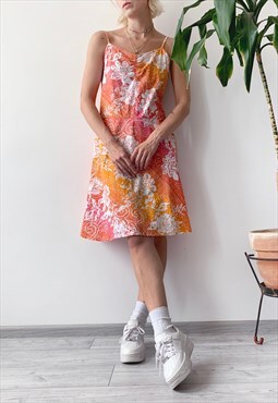 Vintage 00's Floral Tropical Coconut Girl Summer Midi Dress