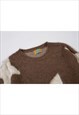 FLUFFY SWEATER STAR PRINT FLEECE KNITTED SOFT JUMPER BLACK