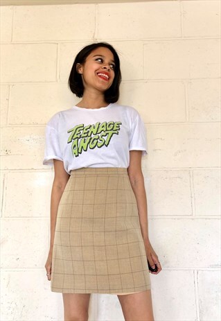 VINTAGE 90S CHECKED HIGH WAIST MINI SKIRT