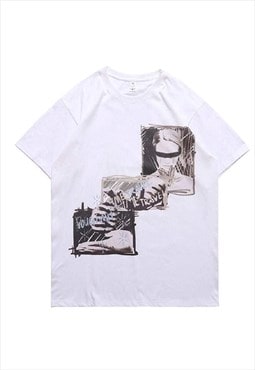 BDSM print t-shirt grunge tee Gothic slogan top in white