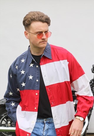 TOMMY HILFIGER USA STARS AND STRIPES FLAG SHIRT