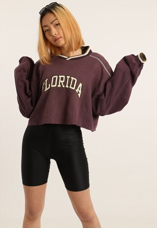 VINTAGE STARTER EMBROIDERED CROPPED SWEATSHIRT