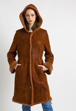 Vintage Suede Sheepskin Leather Shearling Coat 6982