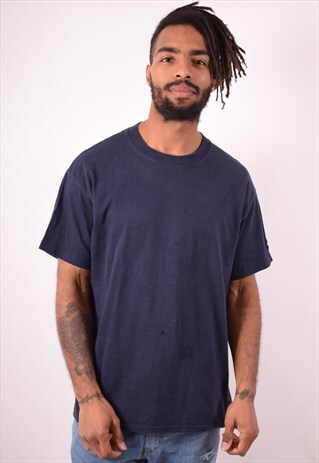 CHAMPION MENS VINTAGE T-SHIRT TOP LARGE NAVY BLUE 90S