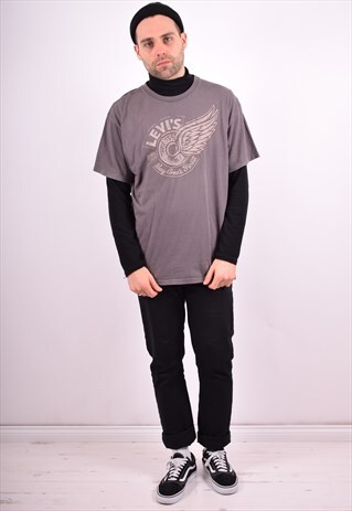 LEVI'S MENS VINTAGE T-SHIRT TOP XL GREY 90'S
