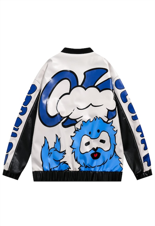 Supreme Smurfs Leather Varsity Jacket Black