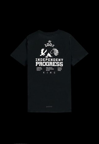 PROGRESS T-SHIRT IN BLACK WITH WHITE BACK PRINT