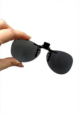 Vintage Black clip for eyewear, Dark Gray Lenses.