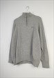VINTAGE KAPPA JUMPER QUARTER ZIP WOOL IN GREY M