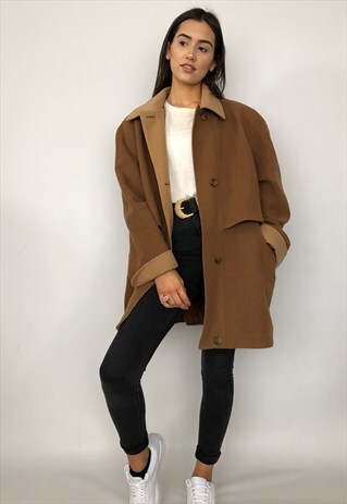 VINTAGE C&A 90S CAMEL COAT JACKET WOOL MIX