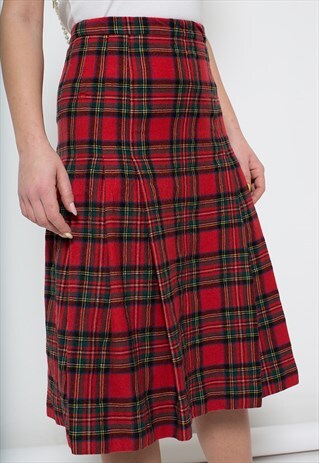 TARTAN HIGH WAISTED PLEATED SKIRT