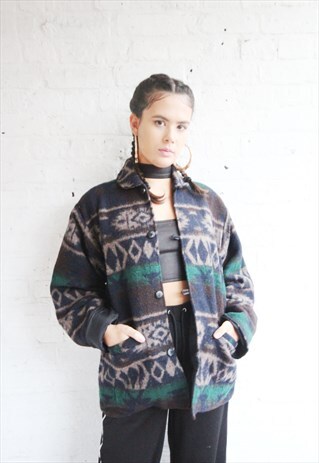 VINTAGE 90'S LADIES AZTEC ALPACA WOOL JACKET/COAT