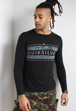 Vintage Quiksilver Y2K T-Shirt Long Sleeve Black