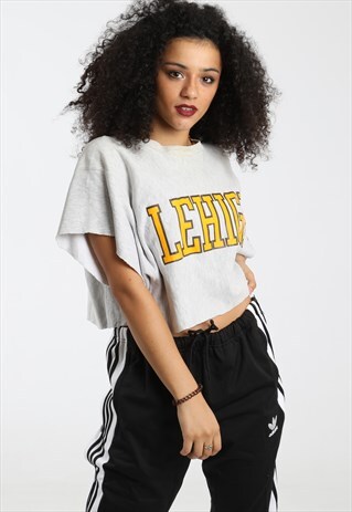90S CHAMPION REVERSE WEAVE PRINT CROPPED SWEATSHIRT
