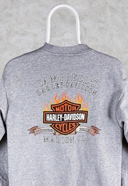 Vintage Harley Davidson Sweatshirt Grey Zip Up Mens Small