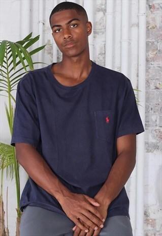 VINTAGE RALPH LAUREN LOGO T-SHIRT BLUE