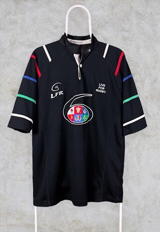 VINTAGE RUGBY SHIRT JERSEY LIVE FOR RUGBY SIX NATIONS BLACK