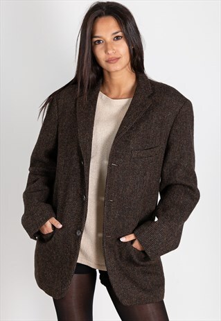 VINTAGE 80S BLAZER JACKET HARRIS TWEED / SP202354
