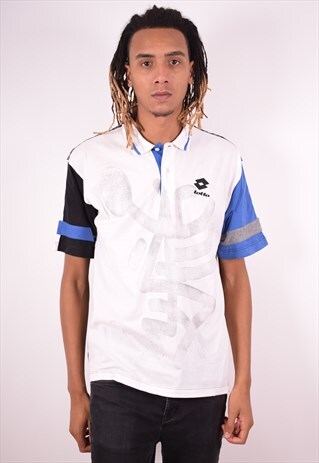 LOTTO MENS VINTAGE POLO SHIRT XL WHITE 90S