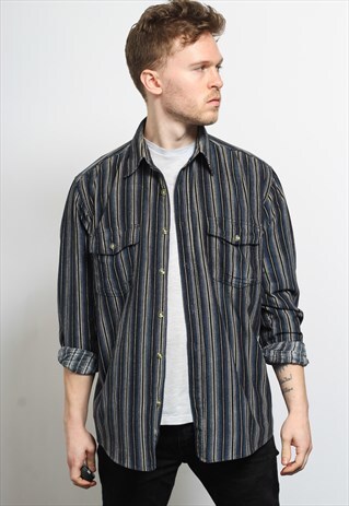 VINTAGE CORDUROY STRIPED CORD SHIRT