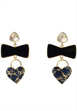 'MOLTEN HEART' Earrings Black Navy