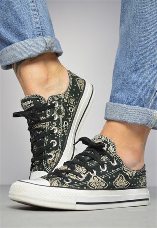 VINTAGE 90S CONVERSE BLACK & BEIGE ABSTRACT PRINT OX SHOES