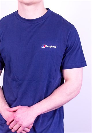 VINTAGE BERGHAUS LOGO TEE T-SHIRT IN BLUE