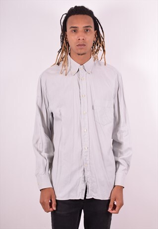 VALENTINO MENS VINTAGE SHIRT XL GREY STRIPES 90S