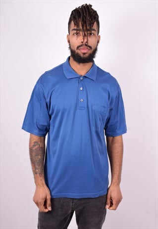 YVES SAINT LAURENT MENS VINTAGE POLO SHIRT LARGE BLUE 90'S