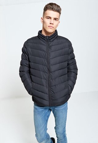 MENS BRAVE SOUL BLACK BUBBLE JACKET