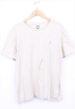 Vintage Ralph Lauren T Shirt Beige Short Sleeve With Logo