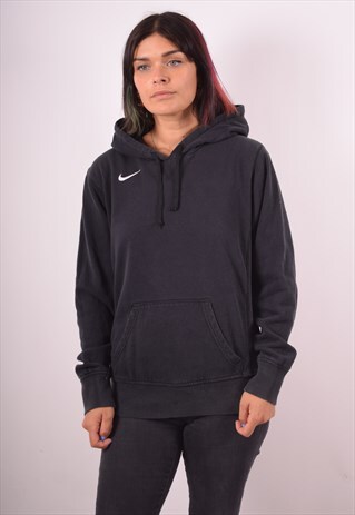 NIKE WOMENS VINTAGE HOODIE JUMPER LARGE BLACK 90S