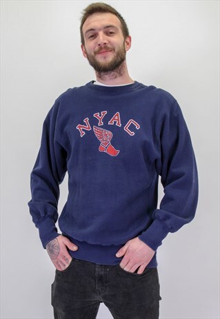 VINTAGE CHAMPION USA SWEATER IN BLUE