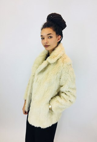 VINTAGE 80S FAUX FUR COAT