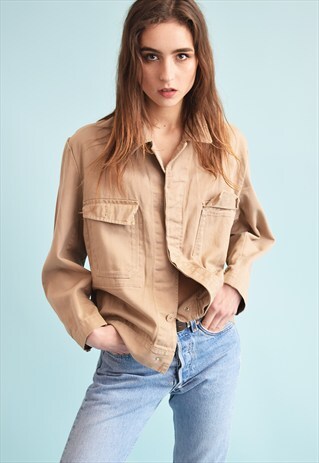 90'S RETRO NEUTRAL MILITARY STYLE OVERSIZED JACKET TOP