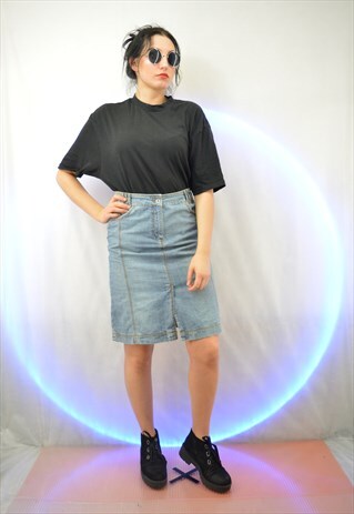 VINTAGE BLUE DENIM SOVIET SKIRT