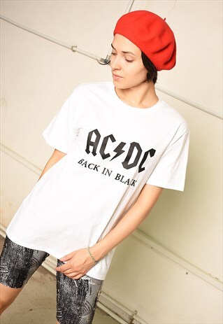 WHITE FESTIVAL AC/DC BAND T-SHIRT TOP TEE