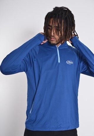 VINTAGE ADIDAS BUD LIGHT 1/4 ZIP SWEATSHIRT BLUE