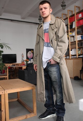 RARE VINTAGE HUGO BOSS BEIGE TRENCH COAT