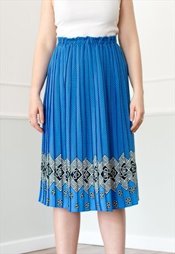 Vintage plaid midi skirt in blue